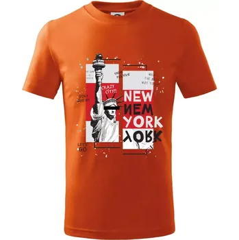 Chlapecké tričko New york socha - Tričko dětské bavlněné - 98 cm / 2 roky ( Oranžová )