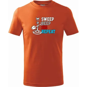 Chlapecké oblečení Sweep Beep Dig Repeat - Tričko dětské bavlněné - 104-110cm / 3-4 roky ( Oranžová )