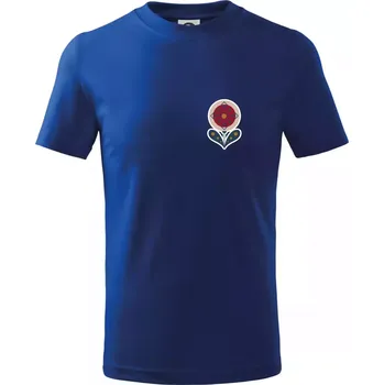 Folklor na prsu květina kulatá - Tričko dětské bavlněné - 98 cm / 2 roky ( Královská modrá )