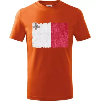 Chlapecké oblečení Vlajka Malta okousaná - Tričko dětské bavlněné - 158 cm/12 let ( Oranžová )