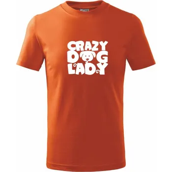Crazy dog lady - Tričko dětské bavlněné - 122 cm/6 let ( Oranžová )
