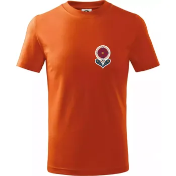 Chlapecké oblečení Folklor na prsu květina kulatá - Tričko dětské bavlněné - 122 cm/6 let ( Oranžová )