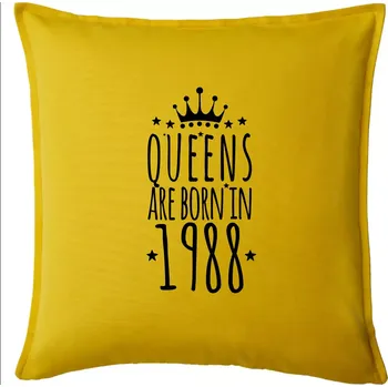 Polštář Queens are born in 1988 - Polštář 50x50 - 50x50 - Pouze potah ( Žlutá )