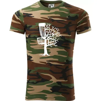 Pánské tričko Disc golf pozor strom - Army CAMOUFLAGE - S ( Hnědý maskáč )