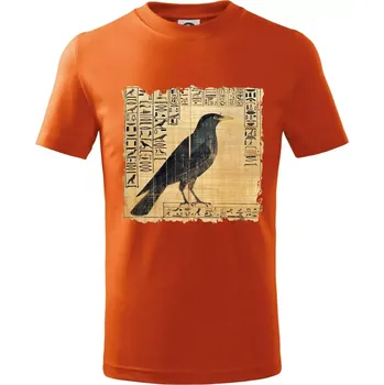 Egyptské hieroglyfy pták - Tričko dětské bavlněné - 158 cm/12 let ( Oranžová )