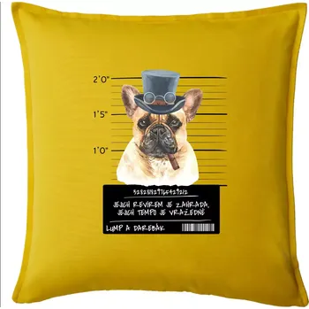 Polštář Lump a darebák francouzský buldoček - Polštář 50x50 - 50x50 - Pouze potah ( Žlutá )
