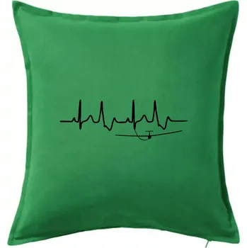 Polštář EKG kluzák - Polštář 50x50 - 50x50 - Včetně výplně ( Středně zelená )