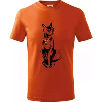 Kočka - Egyptská kočka - Tričko dětské bavlněné - 134 cm/8 let ( Oranžová )