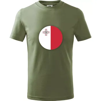 Vlajka Malta kulatá velká - Tričko dětské bavlněné - 104-110cm / 3-4 roky ( Khaki )