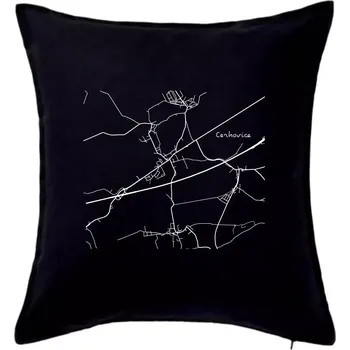 Polštář Černobílá mapa Cerhovice 267 61 - Polštář 50x50 - 50x50 - Pouze potah ( Černá )