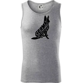 Německý ovčák sedící napis - Tílko pánské Core - XL ( Tmavě šedý melír )