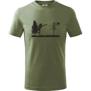 Disc golf - žena černý obrázek - Tričko dětské bavlněné - 146 cm/10 let ( Khaki )