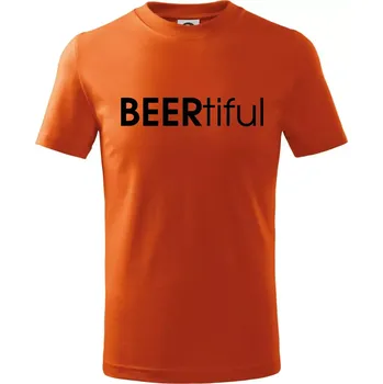 Pivní nápisy BEERtiful - Tričko dětské bavlněné - 134 cm/8 let ( Oranžová )