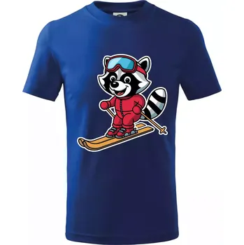 Chlapecké tričko Mýval na lyžích - kreslený - Tričko dětské bavlněné - 98 cm / 2 roky ( Královská modrá )