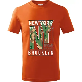Chlapecké tričko New York Brooklyn - maskáč - Tričko dětské bavlněné - 98 cm / 2 roky ( Oranžová )