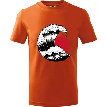 Japan culture - vlna - Tričko dětské bavlněné - 122 cm/6 let ( Oranžová )