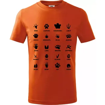 Chlapecké tričko Stopy zvířat - Tričko dětské bavlněné - 98 cm / 2 roky ( Oranžová )