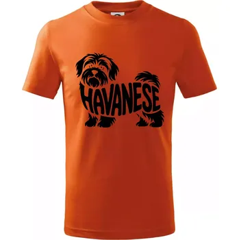 Havanese nápis v těle - Tričko dětské bavlněné - 158 cm/12 let ( Oranžová )