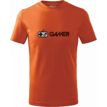 Chlapecké tričko Gamer - ikona gamepad - Tričko dětské bavlněné - 104-110cm / 3-4 roky ( Oranžová )