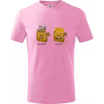 Chlapecké tričko Před výplatou po výplatě (Pecka design) - Tričko dětské bavlněné - 98 cm / 2 roky ( Růžová )