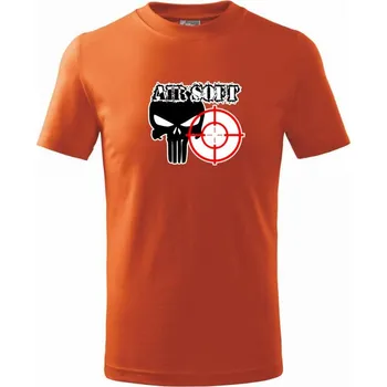 Chlapecké oblečení Airsoft lebka - Tričko dětské bavlněné - 104-110cm / 3-4 roky ( Oranžová )