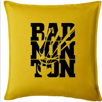 Polštář Badminton nápis - Polštář 50x50 - 50x50 - Pouze potah ( Žlutá )