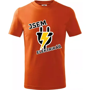 Chlapecké tričko Zásuvka - jsem elektrikář - Tričko dětské bavlněné - 104-110cm / 3-4 roky ( Oranžová )