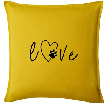 Polštář Love nápis zvíře - Polštář 50x50 - 50x50 - Pouze potah ( Žlutá )