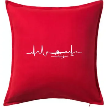 Polštář Ekg kluzák a letadlo - Polštář 50x50 - 50x50 - Pouze potah ( Červená )