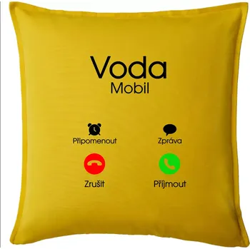 Polštář Voda volá - Polštář 50x50 - 50x50 - Včetně výplně ( Žlutá )
