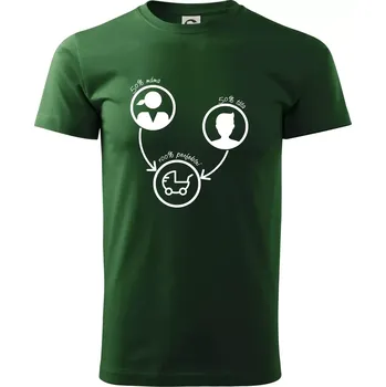 Pánské tričko 50% máma 50% táta = 100 perfektní - Triko extra velké (5-8XL) - 6XL ( Lahvově zelená )
