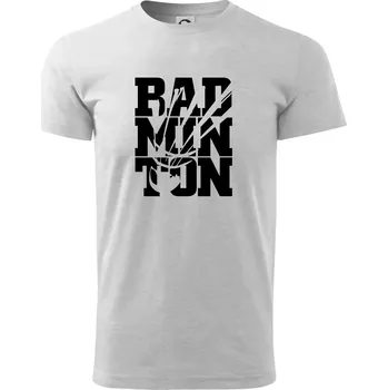 Pánské tričko Badminton nápis - Triko extra velké (5-8XL) - 8XL ( Světlešedý Melír )