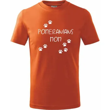 Pomerian mom (Německý trpasličí špic) (Reflexní tlapky) - Tričko dětské bavlněné - 146 cm/10 let ( Oranžová )