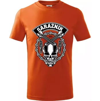 Chlapecké tričko Lebka garážník - Tričko dětské bavlněné - 158 cm/12 let ( Oranžová )