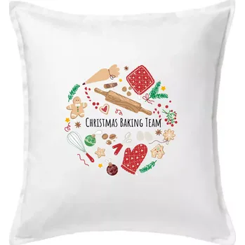 Polštář Christmas Baking Team - Polštář 50x50 - 50x50 - Pouze potah ( Bílá )