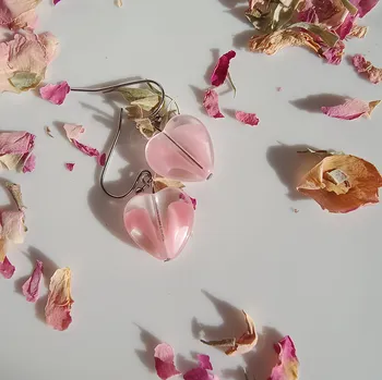 Náušnice MagieKorálků.cz Náušnice "Rosselin" 20133 Barva: Růžová, Tvar náušnic: srdce