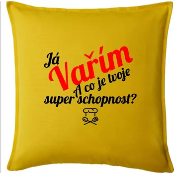 Polštář Já vařím - tvoje superschopnost? šikmý nápis - Polštář 50x50 - 50x50 - Pouze potah ( Žlutá )