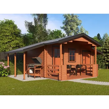 Zahradní domek Camping EKO 440x300 28 mm + přístřešek