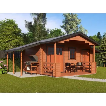 Zahradní domek Camping EKO DD 490x300 28 mm + přístřešek