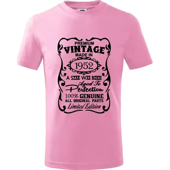 Vintage Etiketa - 1952 - Tričko dětské bavlněné - 146 cm/10 let ( Růžová )