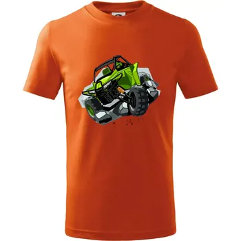Chlapecké tričko ATV bugina zelená - Tričko dětské bavlněné - 146 cm/10 let ( Oranžová )