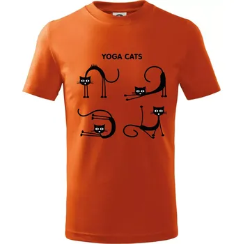Chlapecké tričko Kočičí jóga (Hana-creative) - Tričko dětské bavlněné - 134 cm/8 let ( Oranžová )