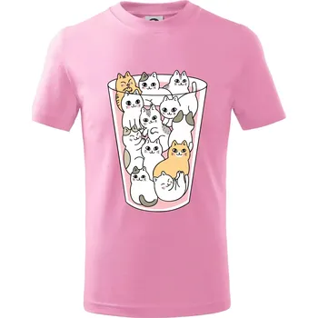 Kočky ve sklenici - Tričko dětské bavlněné - 98 cm / 2 roky ( Růžová )