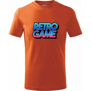 Retro game nápis barevný - Tričko dětské bavlněné - 98 cm / 2 roky ( Oranžová )