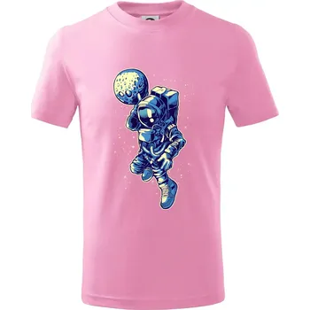 Astro basketbalista - Tričko dětské bavlněné - 98 cm / 2 roky ( Růžová )