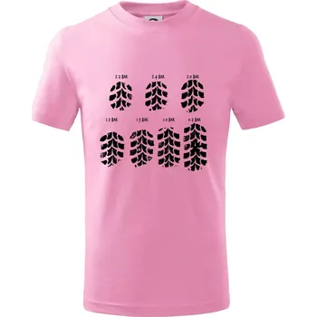 Pneumatiky - obtisk v závislosti na tlaku - Tričko dětské bavlněné - 158 cm/12 let ( Růžová )