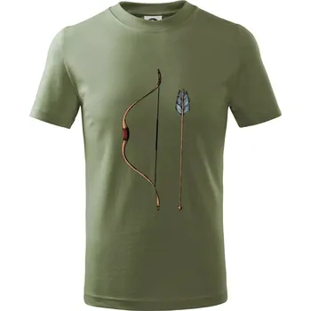 Luk a šíp kresba - Tričko dětské bavlněné - 104-110cm / 3-4 roky ( Khaki )