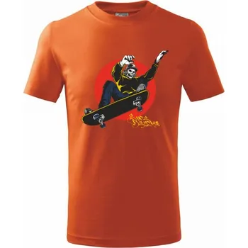 Skull Skater on style - Tričko dětské bavlněné - 134 cm/8 let ( Oranžová )