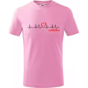 Moje srdce bije pro cyklistiku - Tričko dětské bavlněné - 98 cm / 2 roky ( Růžová )