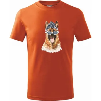 Chlapecké tričko German shepherd se šátkem - Tričko dětské bavlněné - 134 cm/8 let ( Oranžová )